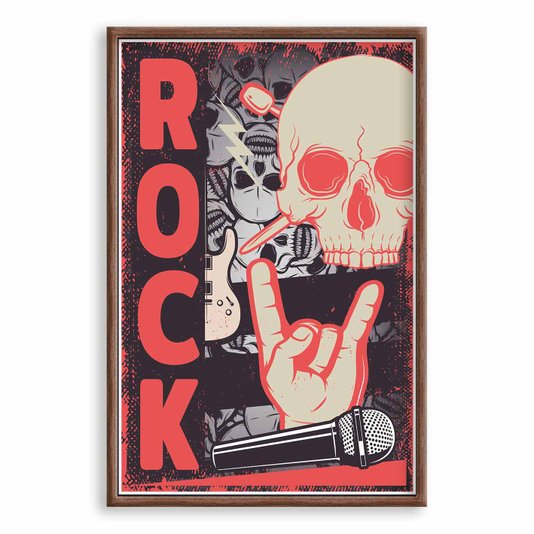 Quadro Decorativo Rock And Roll Crânio E Mão