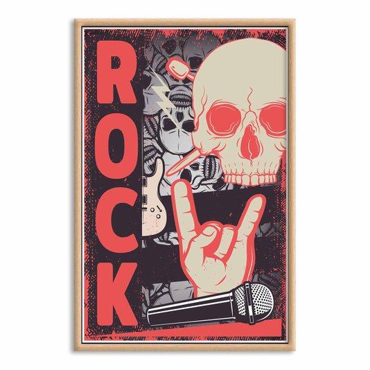 Quadro Decorativo Rock And Roll Crânio E Mão