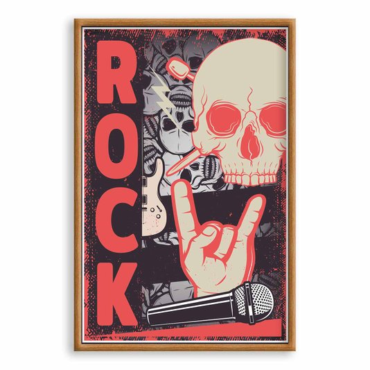 Quadro Decorativo Rock And Roll Crânio E Mão