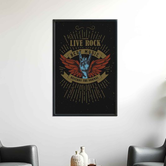 Quadro Decorativo Rock And Roll Long Live Rock