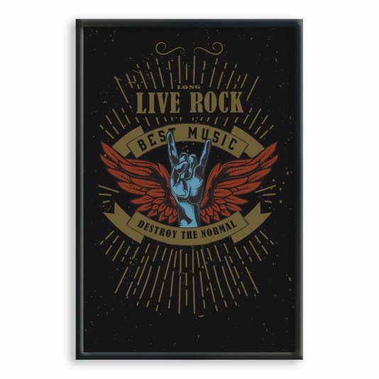 Quadro Decorativo Rock And Roll Long Live Rock