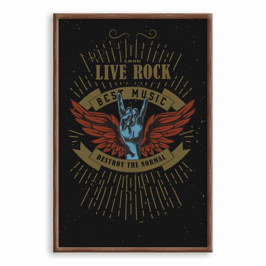 Quadro Decorativo Rock And Roll Long Live Rock
