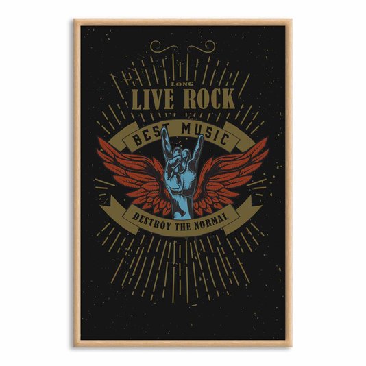 Quadro Decorativo Rock And Roll Long Live Rock