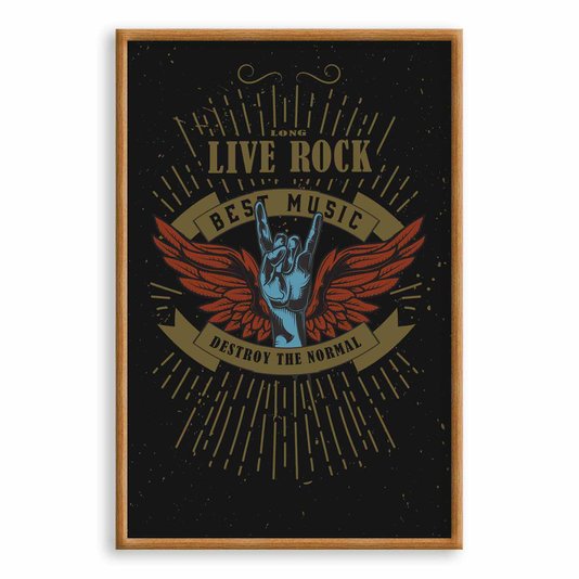 Quadro Decorativo Rock And Roll Long Live Rock