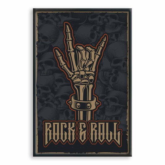 Quadro Decorativo Rock And Roll Mão Esqueleto