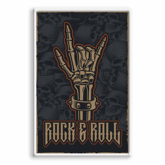 Quadro Decorativo Rock And Roll Mão Esqueleto