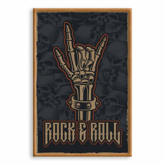 Quadro Decorativo Rock And Roll Mão Esqueleto