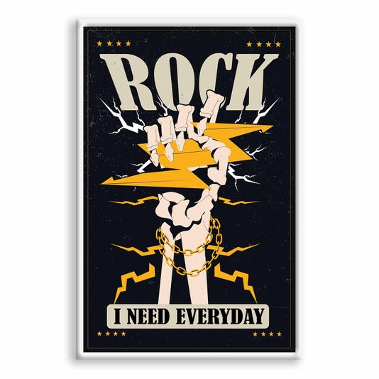 Quadro Decorativo Rock And Roll Mão Esqueleto Com Raio