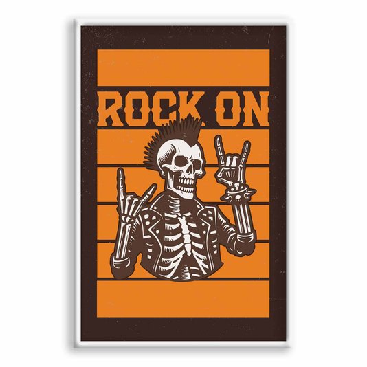 Quadro Decorativo Rock On Esqueleto