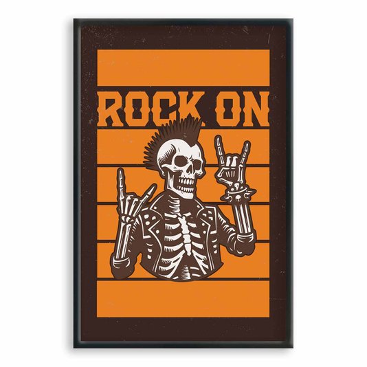 Quadro Decorativo Rock On Esqueleto