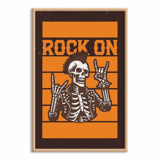 Quadro Decorativo Rock On Esqueleto
