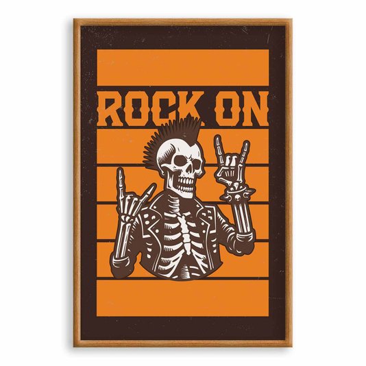 Quadro Decorativo Rock On Esqueleto