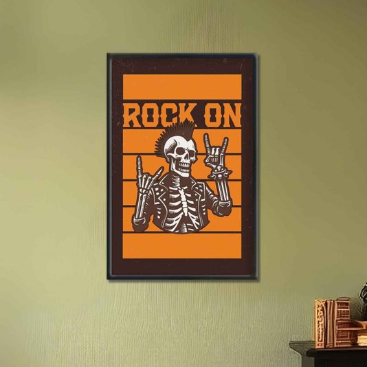 Quadro Decorativo Rock On Esqueleto