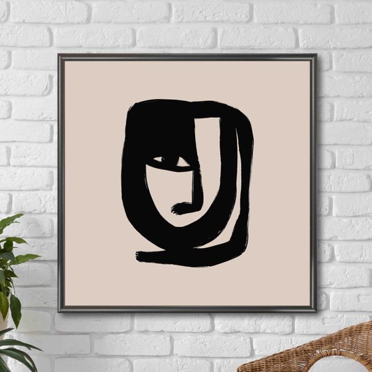 Quadro Decorativo Rosto Abstrato Estilo Japandi