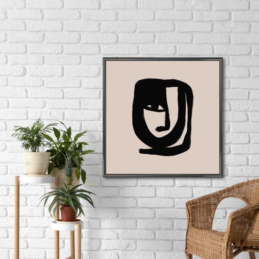 Quadro Decorativo Rosto Abstrato Estilo Japandi