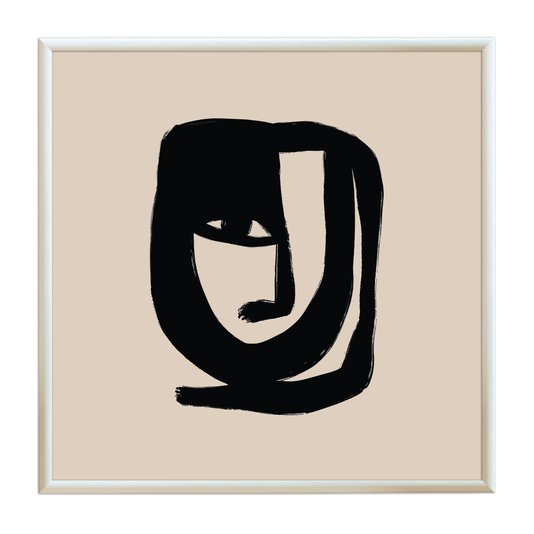 Quadro Decorativo Rosto Abstrato Estilo Japandi