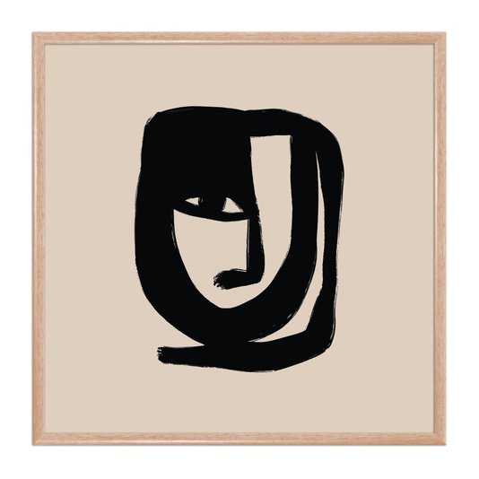 Quadro Decorativo Rosto Abstrato Estilo Japandi