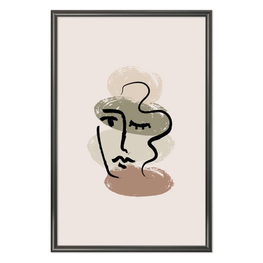 Quadro Decorativo Rosto Abstrato Minimalista Estilo Japandi