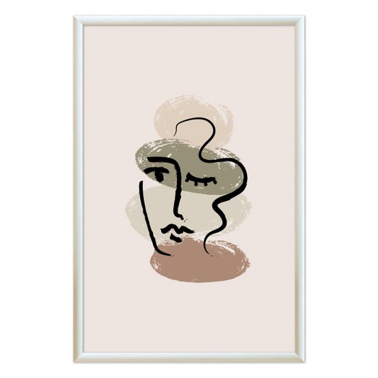 Quadro Decorativo Rosto Abstrato Minimalista Estilo Japandi