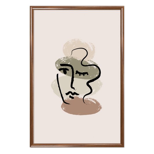 Quadro Decorativo Rosto Abstrato Minimalista Estilo Japandi