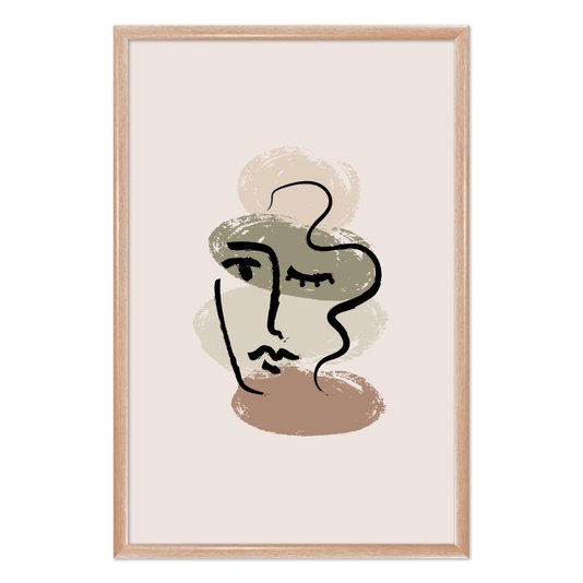 Quadro Decorativo Rosto Abstrato Minimalista Estilo Japandi