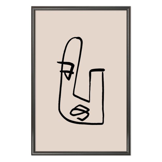 Quadro Decorativo Rosto Com Linhas Abstratas E Minimalistas Estilo Japandi
