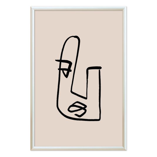 Quadro Decorativo Rosto Com Linhas Abstratas E Minimalistas Estilo Japandi