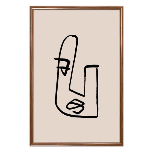 Quadro Decorativo Rosto Com Linhas Abstratas E Minimalistas Estilo Japandi