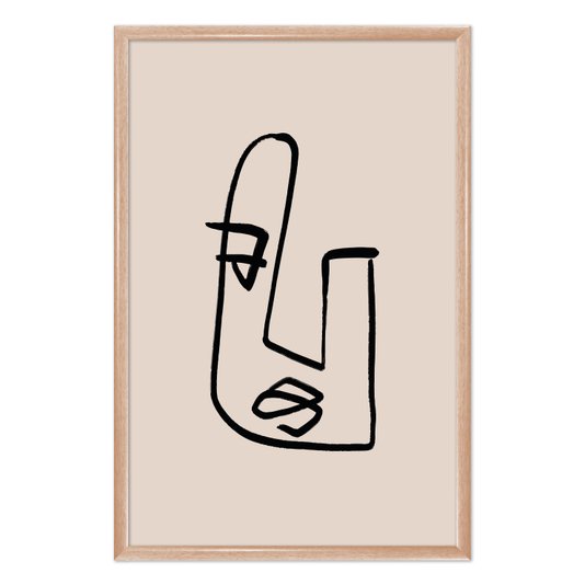 Quadro Decorativo Rosto Com Linhas Abstratas E Minimalistas Estilo Japandi