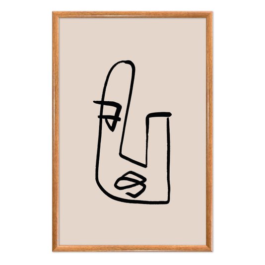 Quadro Decorativo Rosto Com Linhas Abstratas E Minimalistas Estilo Japandi