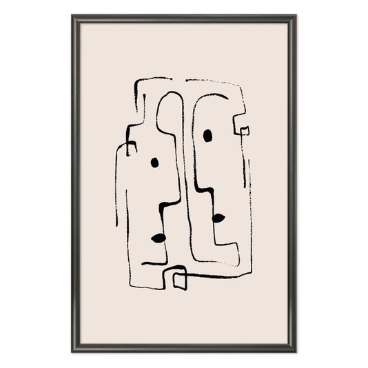 Quadro Decorativo Rostos Abstratos Minimalistas Estilo Japandi