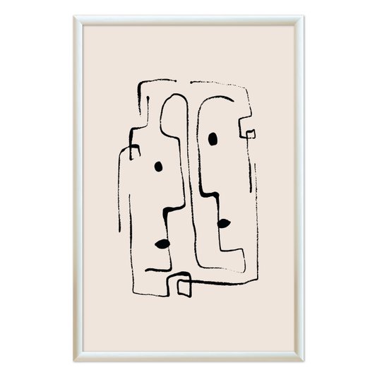 Quadro Decorativo Rostos Abstratos Minimalistas Estilo Japandi