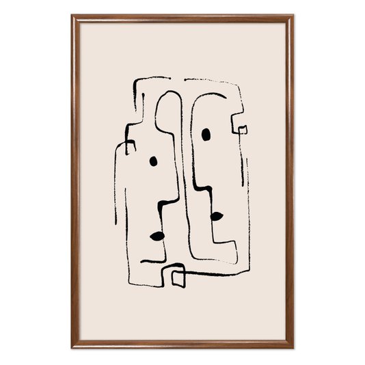 Quadro Decorativo Rostos Abstratos Minimalistas Estilo Japandi