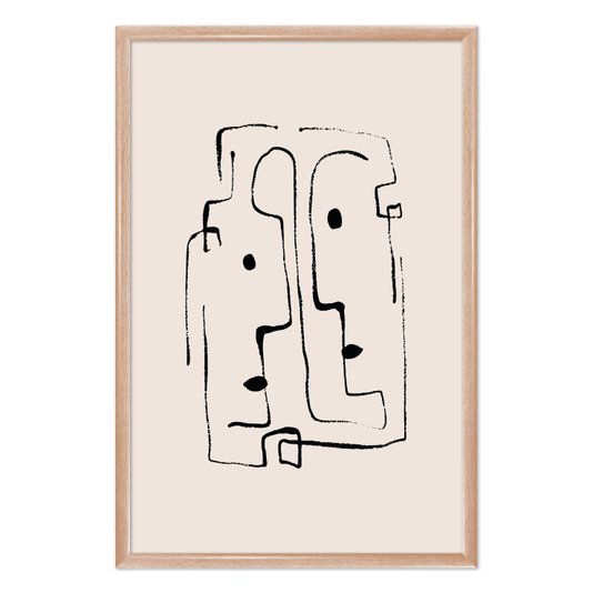 Quadro Decorativo Rostos Abstratos Minimalistas Estilo Japandi