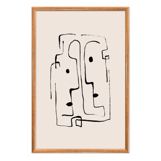 Quadro Decorativo Rostos Abstratos Minimalistas Estilo Japandi