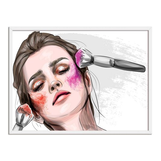 Quadro Decorativo Salão De Beleza Mulher Se Maquiando