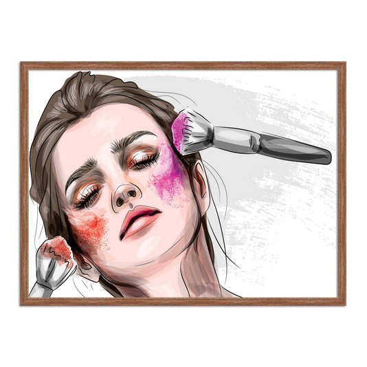 Quadro Decorativo Salão De Beleza Mulher Se Maquiando