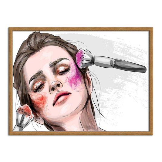 Quadro Decorativo Salão De Beleza Mulher Se Maquiando