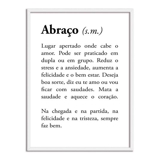 Quadro Decorativo Significado da Palavra Abraço