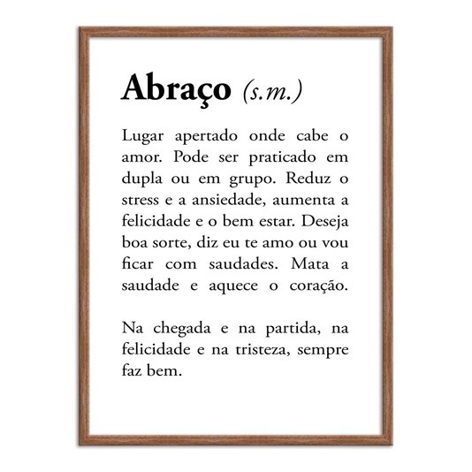 Quadro Decorativo Significado da Palavra Abraço