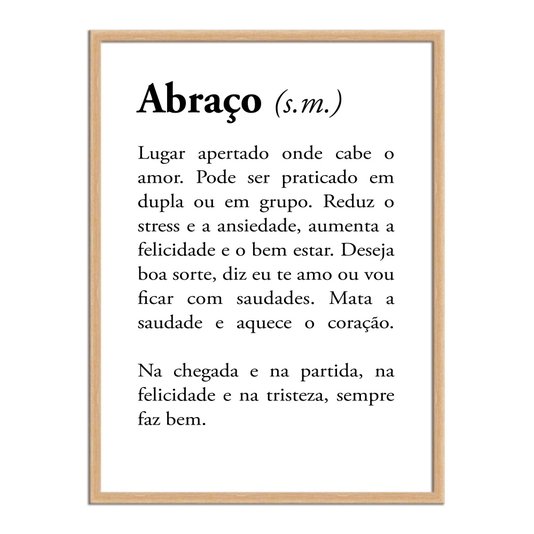 Quadro Decorativo Significado da Palavra Abraço