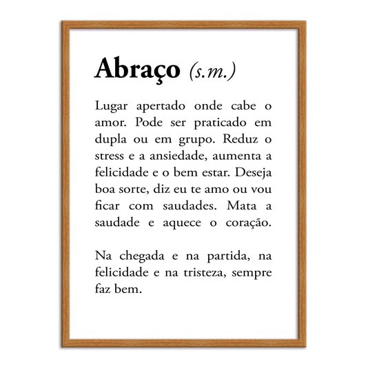 Quadro Decorativo Significado da Palavra Abraço