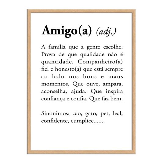 Quadro Decorativo Significado da Palavra Amigo(a)