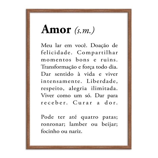 Quadro Decorativo Significado da Palavra Amor