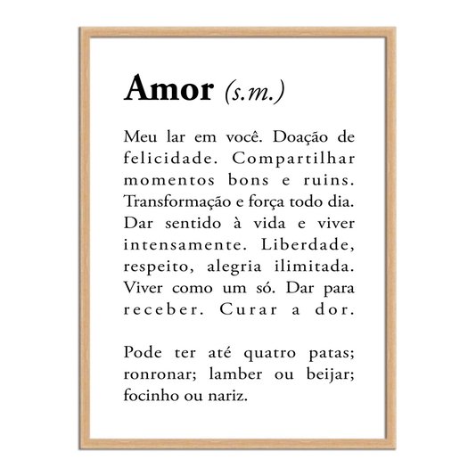 Quadro Decorativo Significado da Palavra Amor
