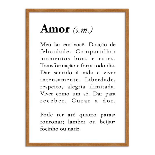 Quadro Decorativo Significado da Palavra Amor