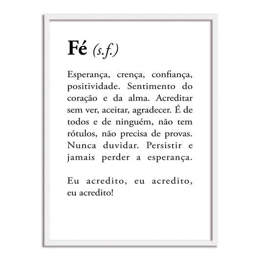 Quadro Decorativo Significado da Palavra Fé