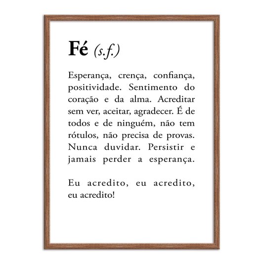 Quadro Decorativo Significado da Palavra Fé