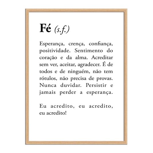 Quadro Decorativo Significado da Palavra Fé