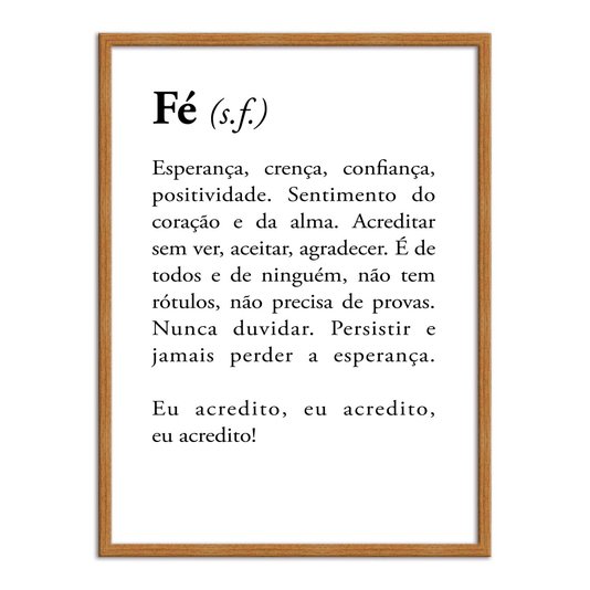 Quadro Decorativo Significado da Palavra Fé